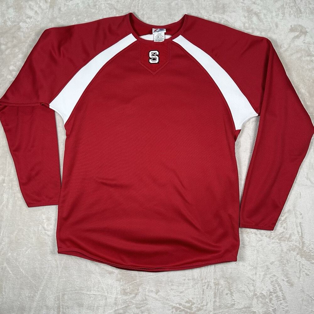 Majestic Authentic NC State Wolfback ACC NCAA Baseball Pullover Red Men's Size S